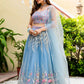 Rajwada Sky Blue Net Embellished Lehenga For Women