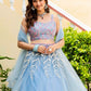Rajwada Sky Blue Net Embellished Lehenga For Women