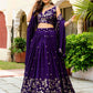 Rajwada Dark Violet Silk Blend Embellished Lehenga For Women