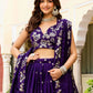 Rajwada Dark Violet Silk Blend Embellished Lehenga For Women