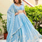 Rajwada Sky Blue Georgette Embellished Lehenga For Women