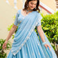 Rajwada Sky Blue Georgette Embellished Lehenga For Women