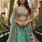 Rajwada Sea Green Silk Blend Embellished Lehenga For Women