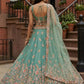 Rajwada Sea Green Silk Blend Embellished Lehenga For Women