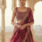 Rajwada Maroon Organza Embellished Lehenga For Women