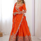 Rajwada Orange Crepe Embellished Lehenga For Women