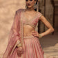 Rajwada Peach Georgette Embellished Lehenga For Women