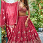 Rajwada Dark Pink Chinon Embellished Lehenga For Women