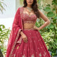 Rajwada Dark Pink Chinon Embellished Lehenga For Women