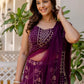 Rajwada Wine Georgette Embroidered Lehenga For Women