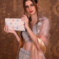 Rajwada Women White Cutdana Embroidered Clutch Bag