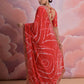 Rajwada Red Printed Georgette Saree With Unstitched Blouse For Women