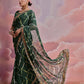 Rajwada Green Printed Georgette Saree With Unstitched Blouse For Women