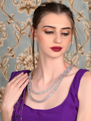 Rajwada Women Grey Faux Stones Studded Choker Necklace Set