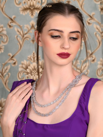 Rajwada Women Grey Faux Stones Studded Choker Necklace Set