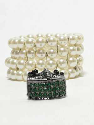 Rajwada Multicolor Alloy Beaded Pearl Bracelet For Women