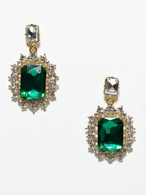 Rajwada Green And Golden Alloy Stone Earrings For Women