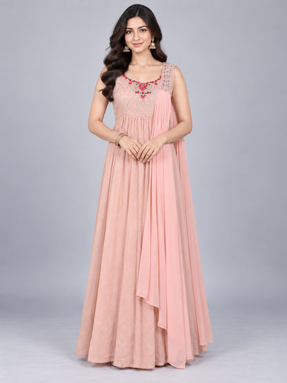 Light Pink Georgette Embellished Kurta Set
