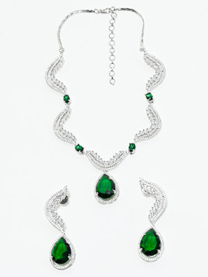 Rajwada White And Green Alloy Stone Work Jewellery Set For Women