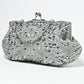 Rajwada Light Grey Silk Blend Embellished Clutch For Women