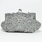 Rajwada Light Grey Silk Blend Embellished Clutch For Women