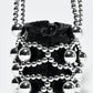 Rajwada Black And Silver PU Embellished Potli For Women