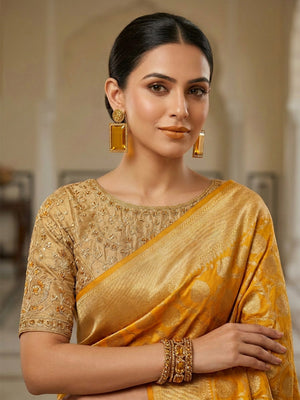 Rajwada Orange Alloy Stone Earrings For Women