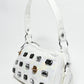 Rajwada White PU Embellished Hand Bag For Women
