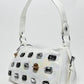 Rajwada White PU Embellished Hand Bag For Women