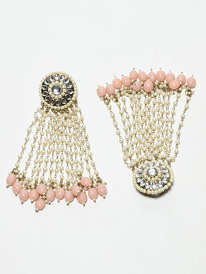 Rajwada White And Golden Alloy Pearl Earrings For Women