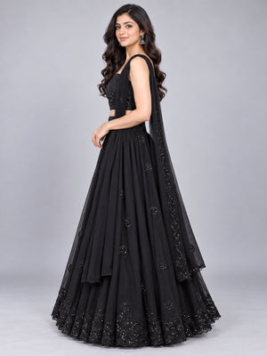 Black Georgette Embellished Lehenga