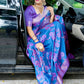 Rajwada Dark Blue Handloom Woven Satin Saree For Women