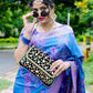 Rajwada Dark Blue Handloom Woven Satin Saree For Women