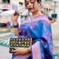 Rajwada Dark Blue Handloom Woven Satin Saree For Women