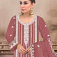 Rajwada Maroon Embroidered Georgette Semi Stitched Kurta Set With Dupatta For Women