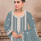 Rajwada Sea Green Embroidered Georgette Semi Stitched Kurta Set With Dupatta For Women