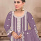 Rajwada Purple Embroidered Georgette Semi Stitched Kurta Set With Dupatta For Women