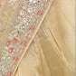 Cream Net Embellished Saree