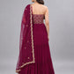 Wine Georgette Embellished Lehenga
