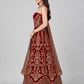Red Silk Blend Embellished Lehenga