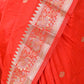 Red Silk Blend Solid Saree