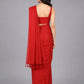 Red Silk Blend Plain Saree