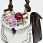 Rajwada White And Brown PU Embroidered Hand Bag For Women