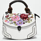 Rajwada White And Brown PU Embroidered Hand Bag For Women