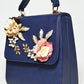 Rajwada Blue PU Embellished Hand Bag For Women