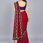 Maroon Georgette Embellished Saree