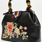 Rajwada Black PU Embroidered Hand Bag For Women