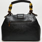 Rajwada Black PU Embroidered Hand Bag For Women
