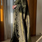Rajwada Green Embellished Silk Blend Saree With Unstitched Blouse For Women