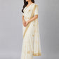 White Silk Blend Embellished Saree